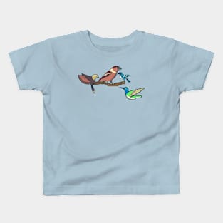 Hand Drawn Flying Bird Branch Kids T-Shirt